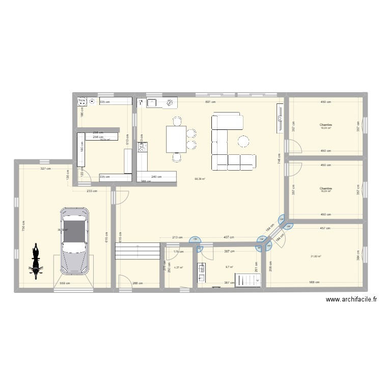 Maison. Plan de 8 pièces et 212 m2