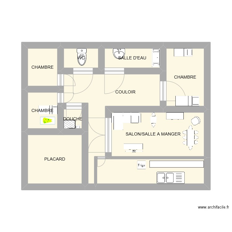 PLAN MAISON. Plan de 9 pièces et 33 m2