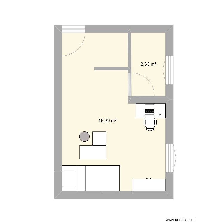 Appartement Félix. Plan de 2 pièces et 19 m2