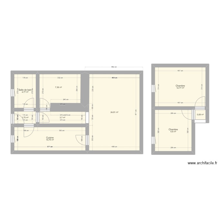 MAISON ROUBAIX. Plan de 9 pièces et 76 m2