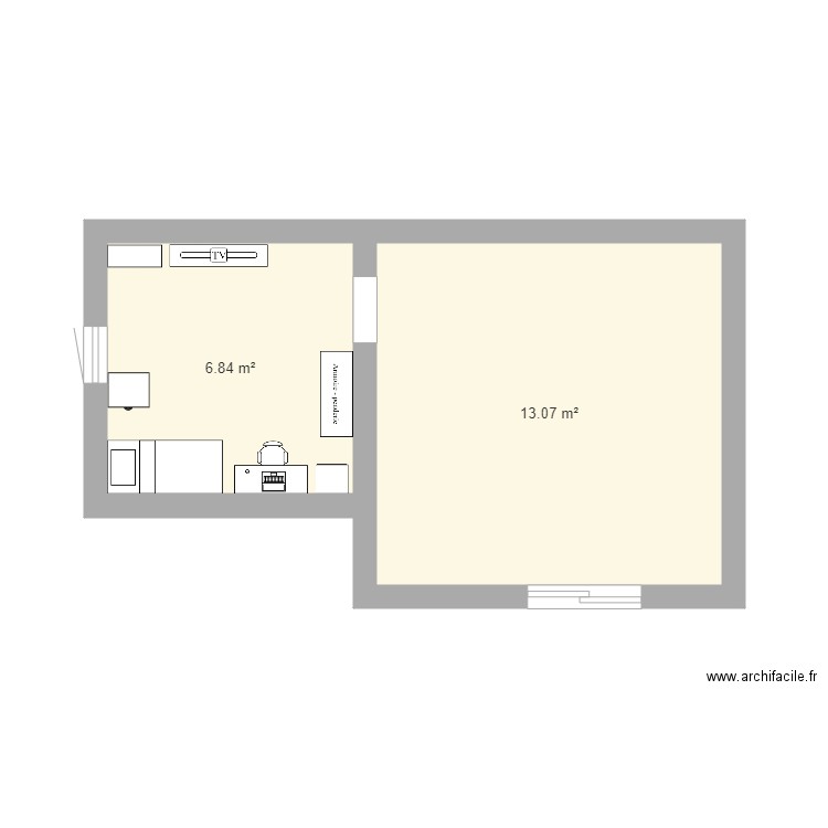 Maison à moi . Plan de 2 pièces et 20 m2