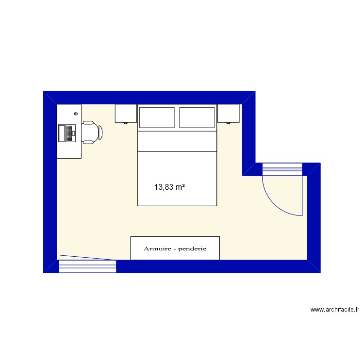 Chambre SYV Appart. Plan de 1 pièce et 14 m2