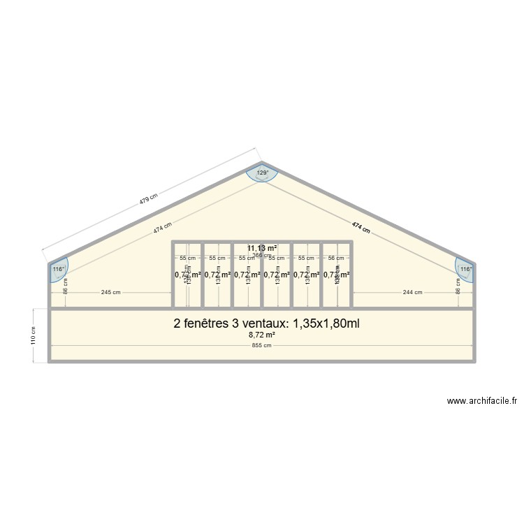 bureau mezzanine fenêtres. Plan de 8 pièces et 24 m2