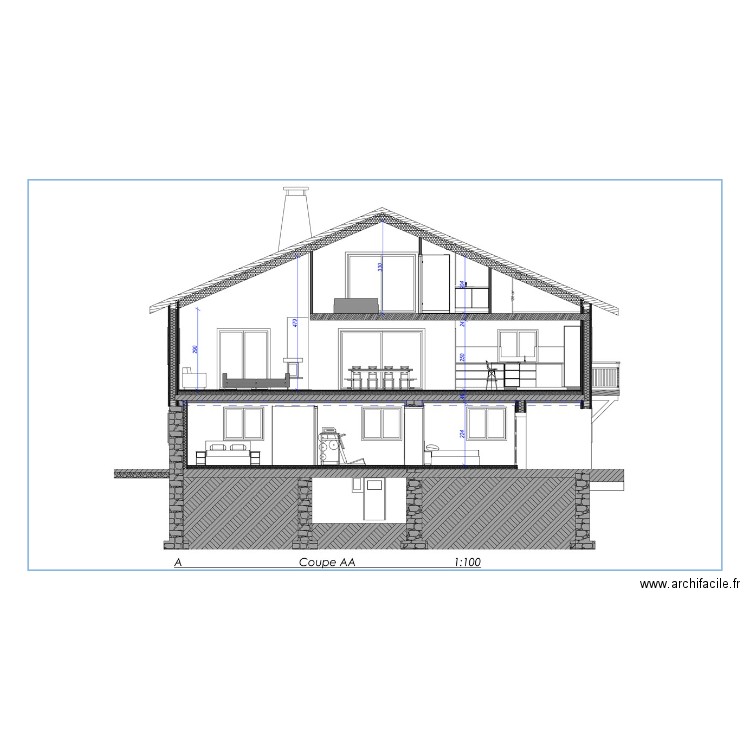 Béné coupe. Plan de 0 pièce et 0 m2