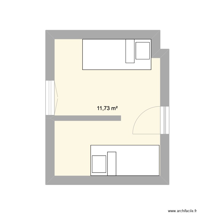 chambre jumeaux . Plan de 1 pièce et 12 m2