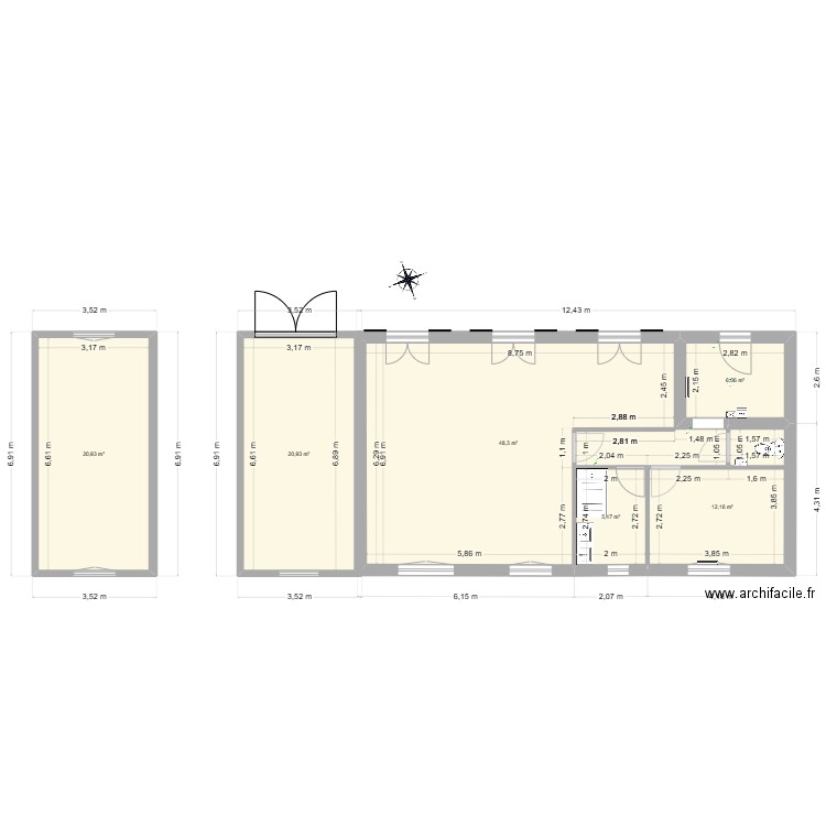 bzc. Plan de 6 pièces et 114 m2