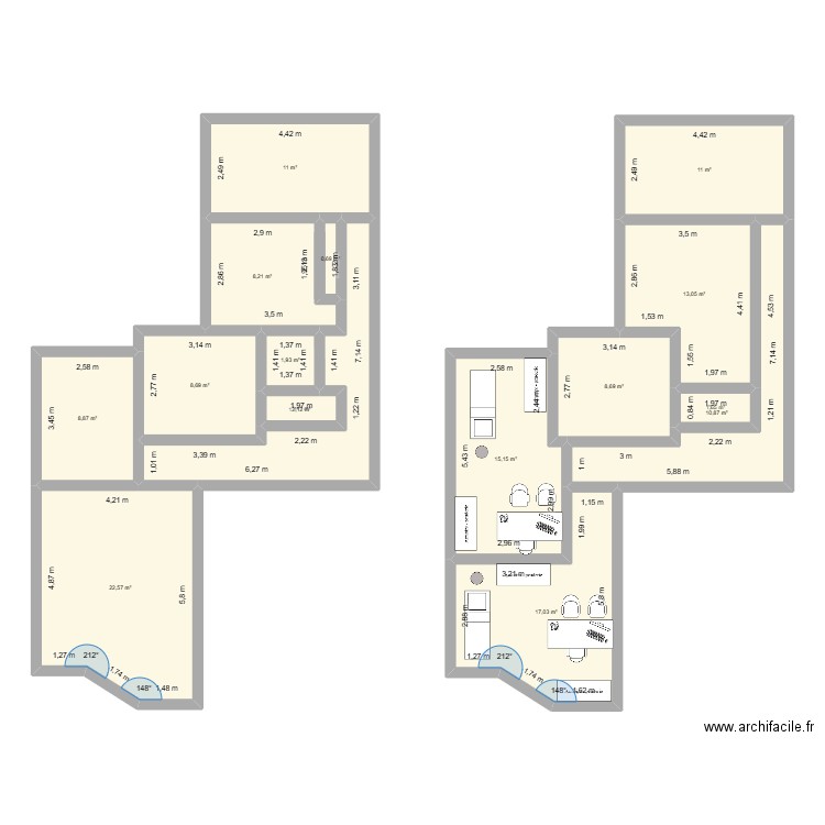 local a 3. Plan de 16 pièces et 153 m2