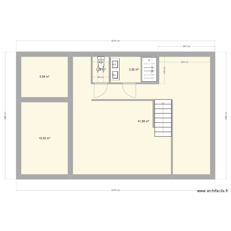 steph. Plan de 5 pièces et 62 m2