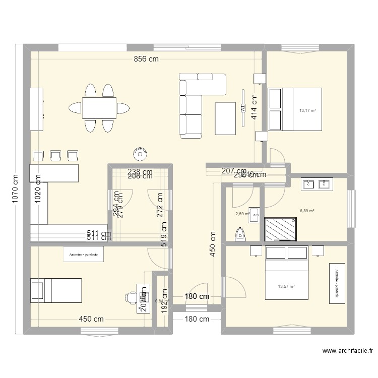 plan 1. Plan de 6 pièces et 111 m2