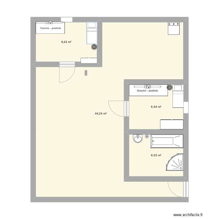 My Botiful House. Plan de 4 pièces et 63 m2