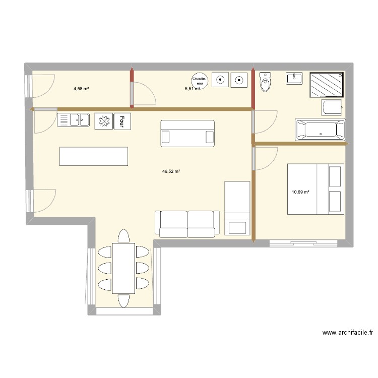 projet. Plan de 4 pièces et 67 m2