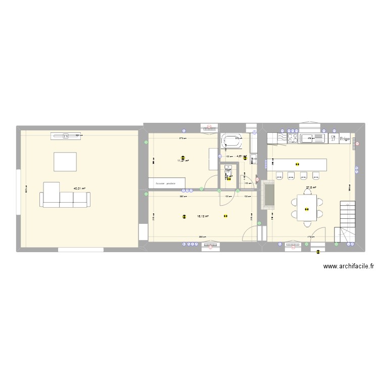 maison 2. Plan de 6 pièces et 101 m2