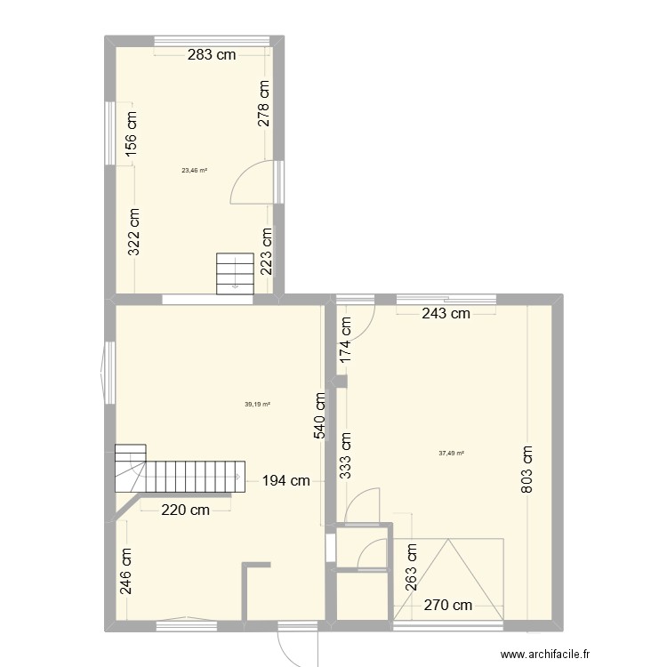 rdc. Plan de 5 pièces et 103 m2