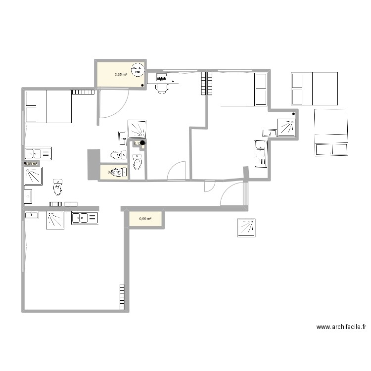 RICHELIEU2 V1. Plan de 5 pièces et 4 m2