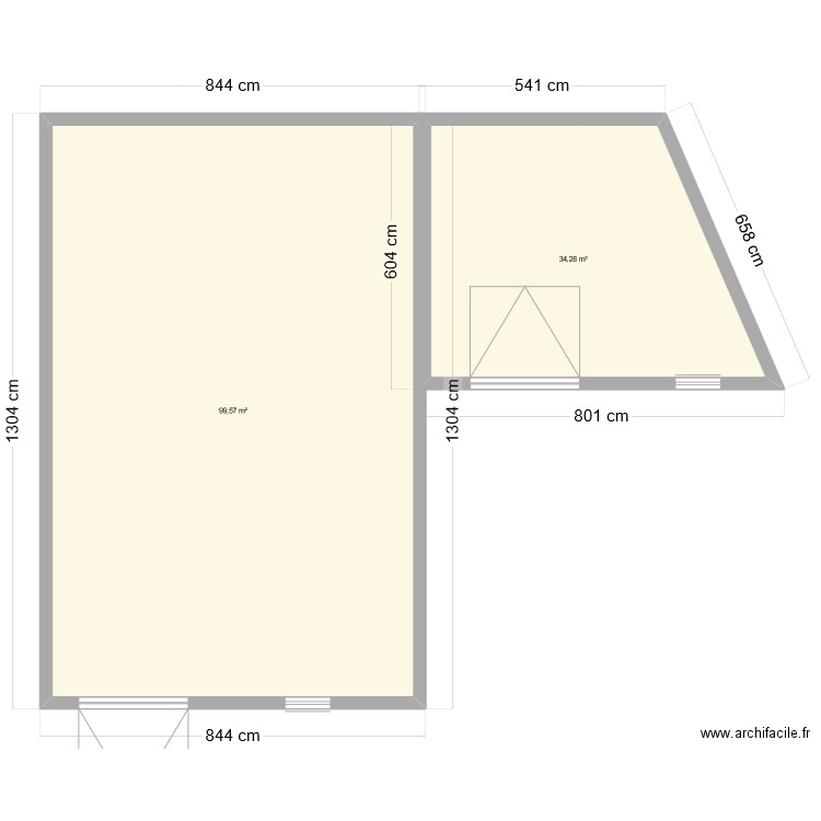 Maison + pojet garage. Plan de 2 pièces et 134 m2