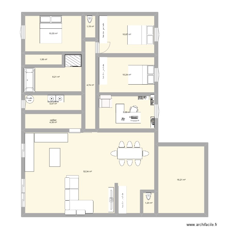 plan nouveau. Plan de 13 pièces et 136 m2