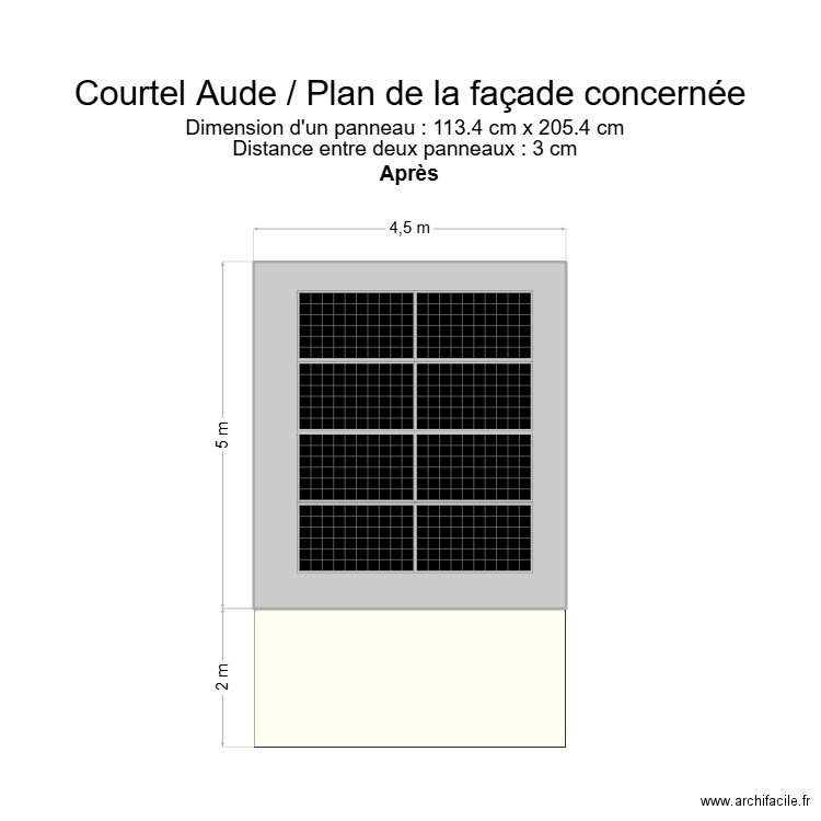 Courtel Aude plan de facade ap. Plan de 1 pièce et 22 m2