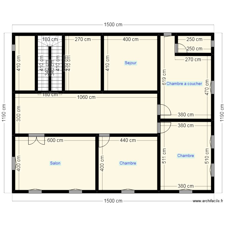 PLAN 1er  Etage N21 15X12. Plan de 10 pièces et 156 m2