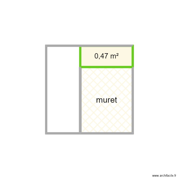 muret sdb . Plan de 2 pièces et 2 m2