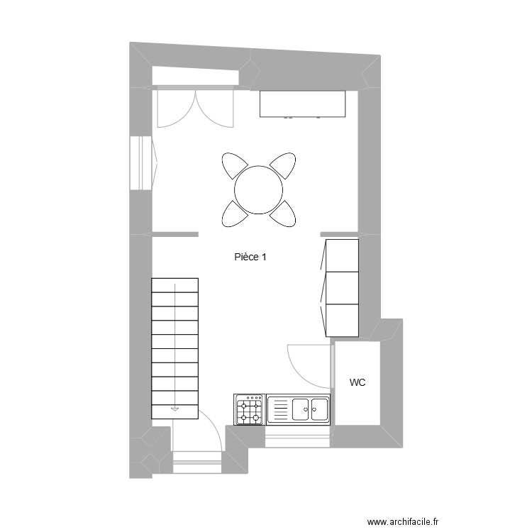 Lopes dépendance RDC meublé. Plan de 5 pièces et 25 m2