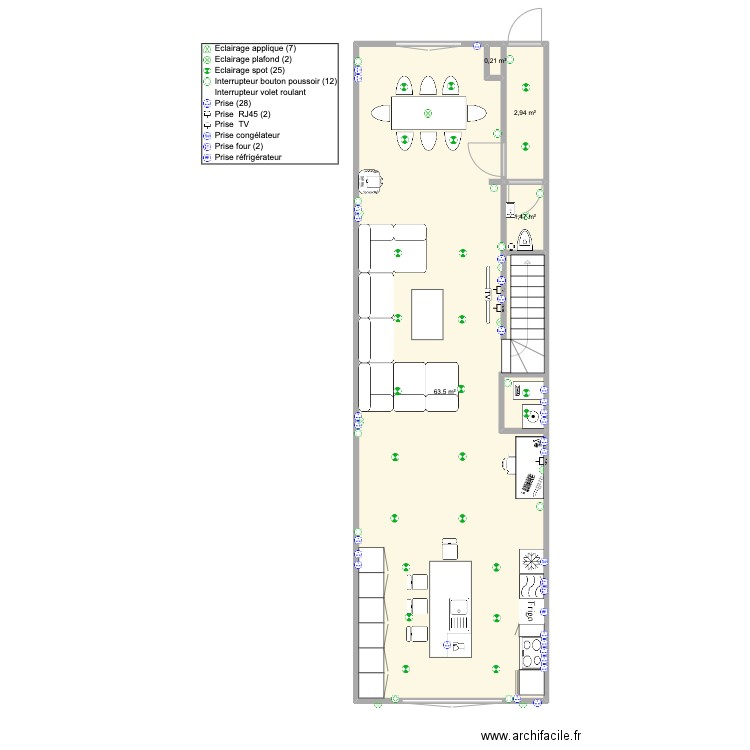 PLAN RDC HEM. Plan de 4 pièces et 68 m2