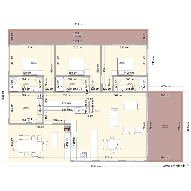 ProjetoMeioMudanca6. Plan de 10 pièces et 256 m2