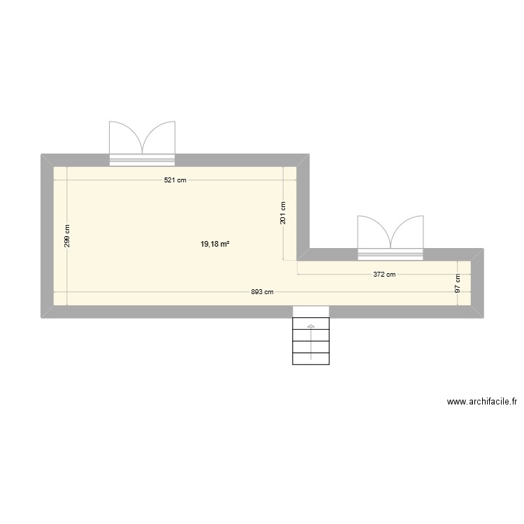 Terrasse. Plan de 1 pièce et 19 m2