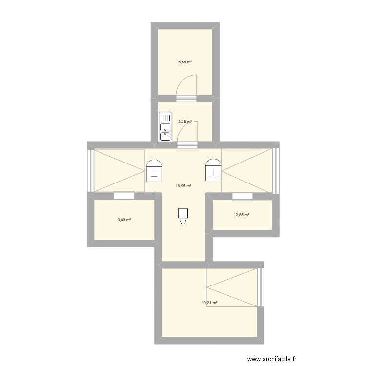 plan usine. Plan de 6 pièces et 43 m2