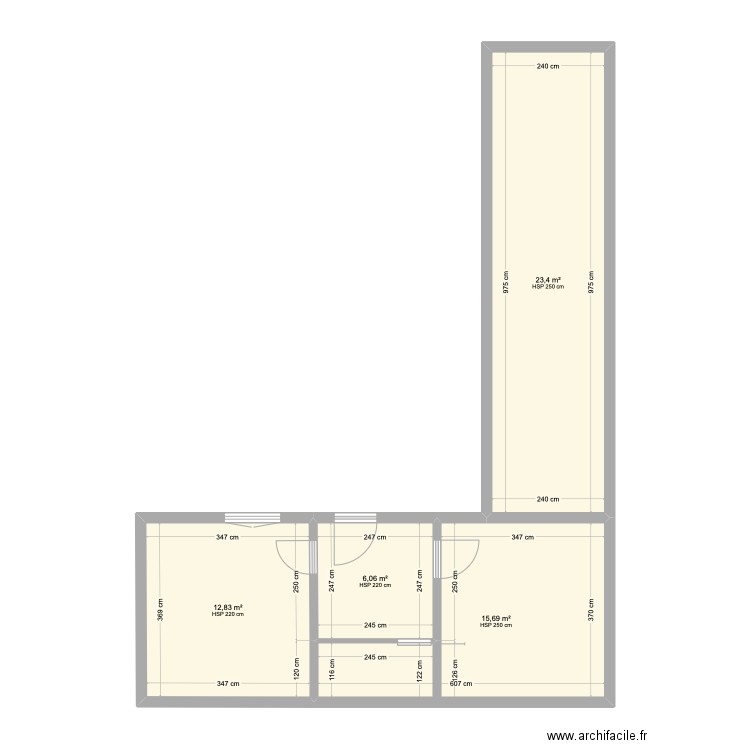 maison fond. Plan de 4 pièces et 58 m2