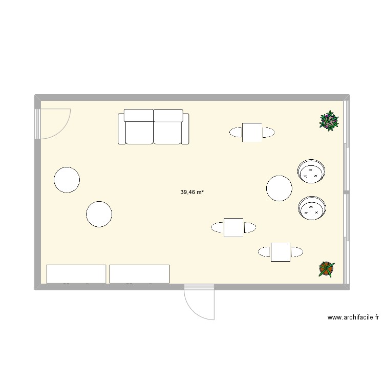 Plan salle QVT. Plan de 1 pièce et 39 m2