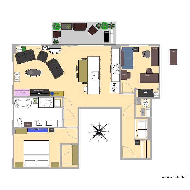 215 Final. Plan de 11 pièces et 84 m2