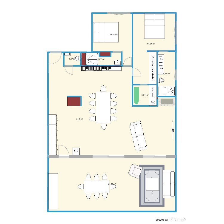 Farandole 3. Plan de 8 pièces et 140 m2