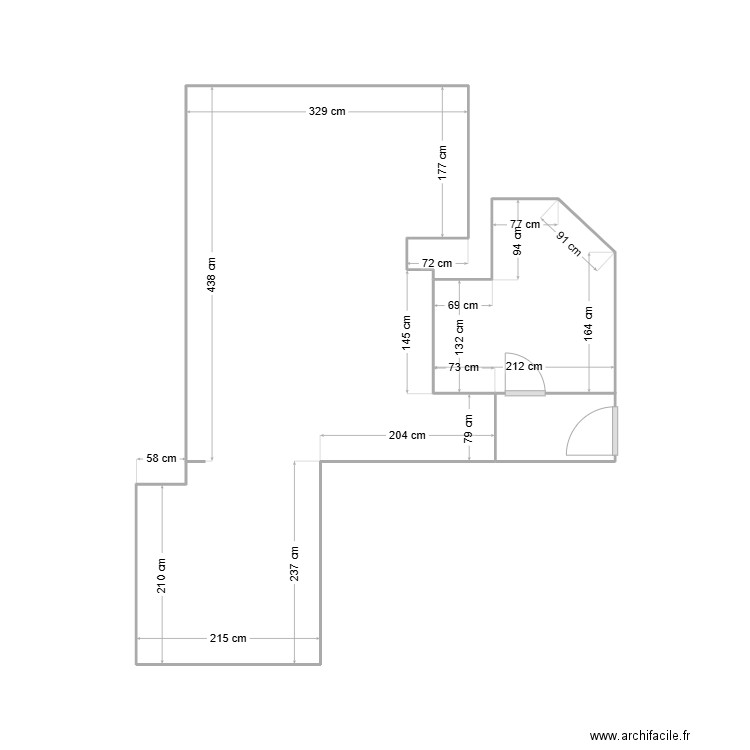 Sud. Plan de 2 pièces et 23 m2