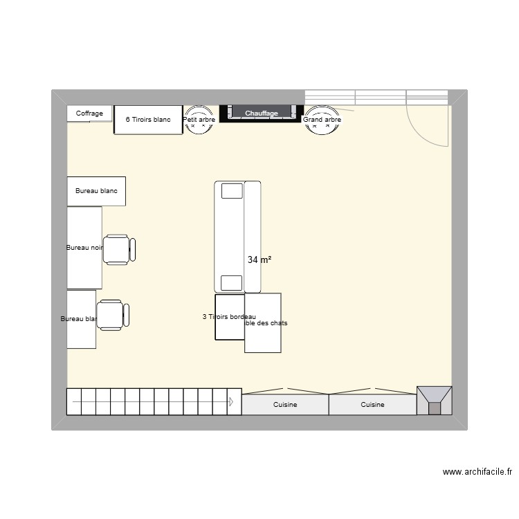 Duplexxx. Plan de 1 pièce et 34 m2