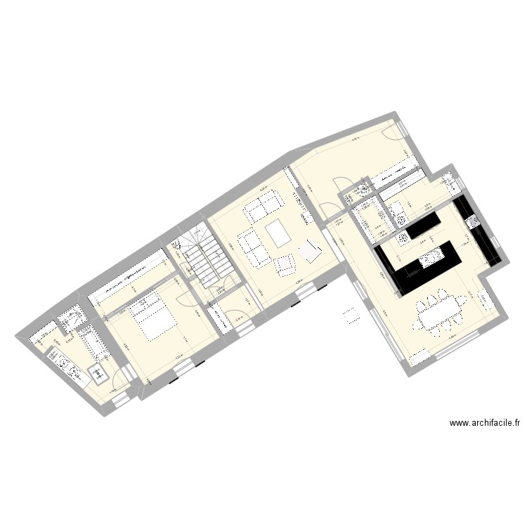 Perros Le Gac  cuisine 2. Plan de 7 pièces et 128 m2