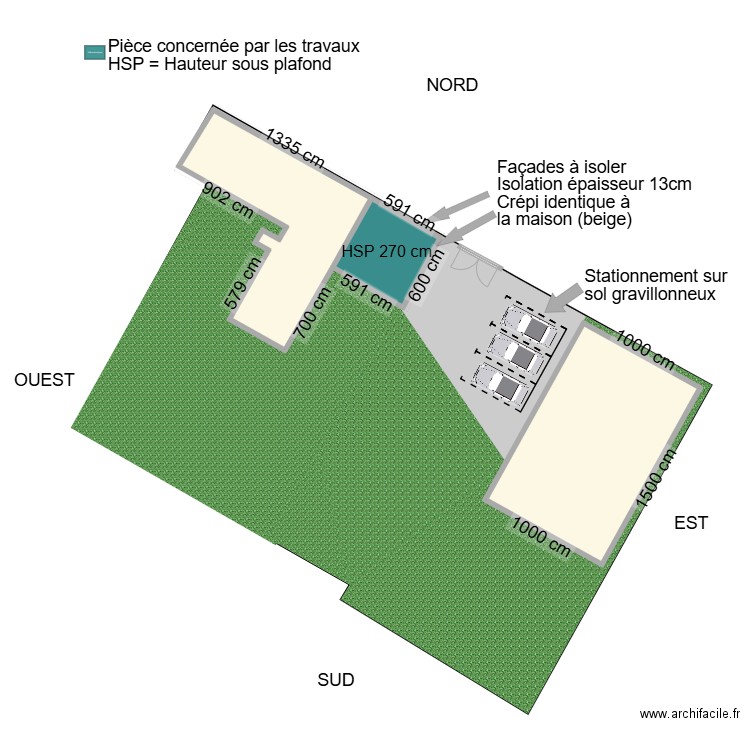 MODIFICATION PETIT GARAGE. Plan de 3 pièces et 264 m2