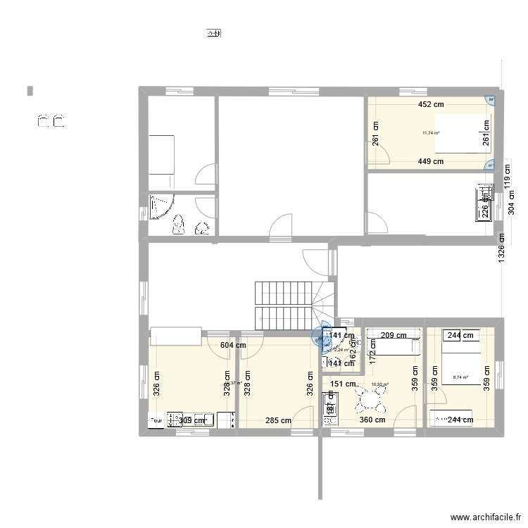 Jacqueville rdc V4. Plan de 38 pièces et 496 m2