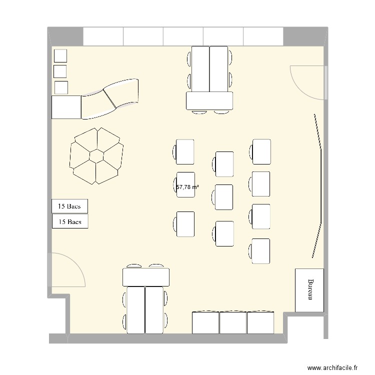 Classe Vivie2. Plan de 1 pièce et 58 m2