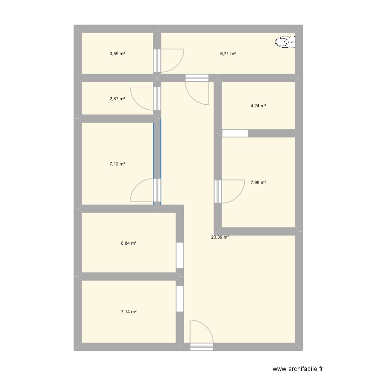 institut Natur’Elle et Lui. Plan de 9 pièces et 70 m2