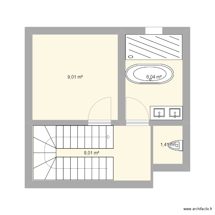 premier etage. Plan de 4 pièces et 24 m2