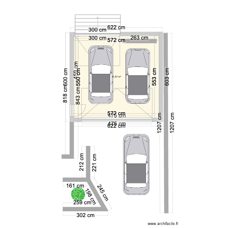 GARAGE VERSION 2. Plan de 1 pièce et 32 m2