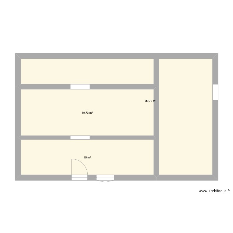 MAISON. Plan de 3 pièces et 65 m2