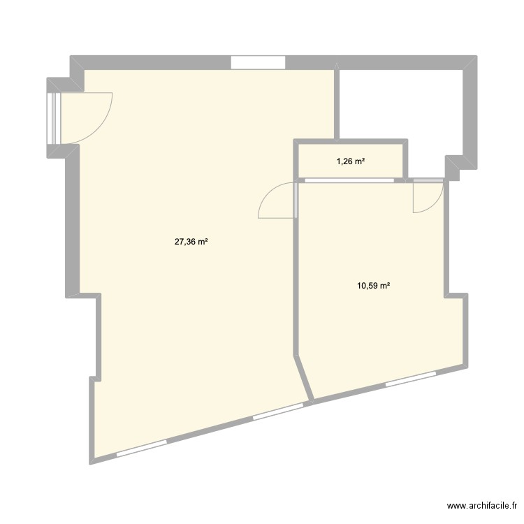 Appart 2. Plan de 3 pièces et 39 m2