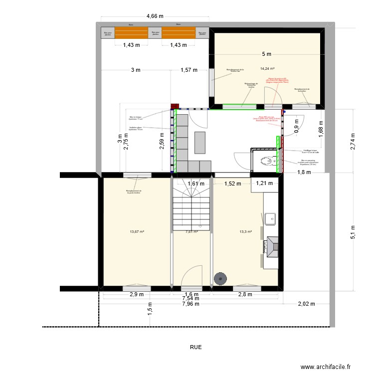 Nahum - Maison RDC 13c indications. Plan de 4 pièces et 49 m2