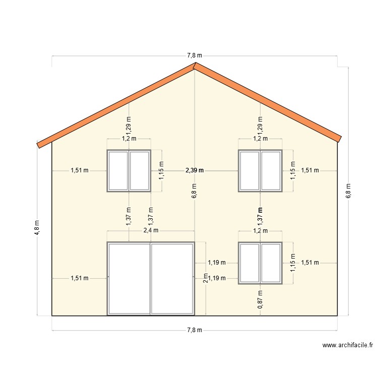 facade cour. Plan de 0 pièce et 0 m2