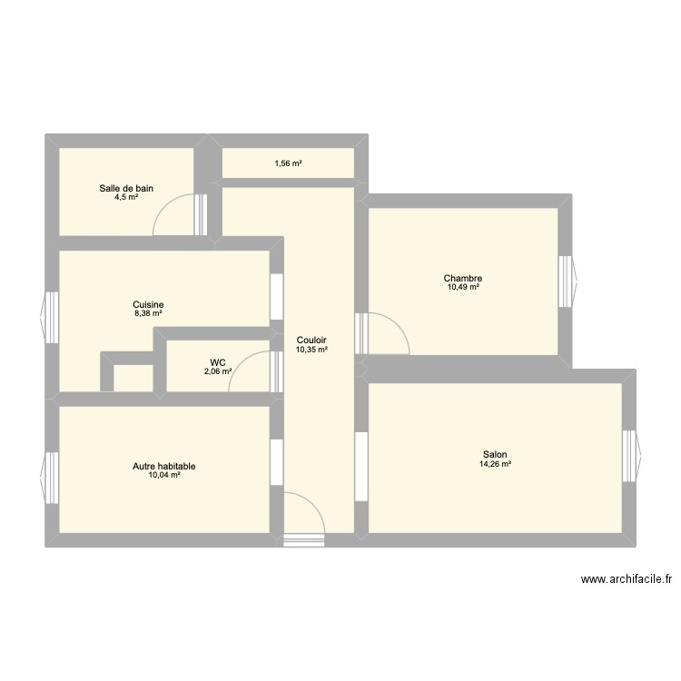 PLAN 1 vierge. Plan de 8 pièces et 62 m2