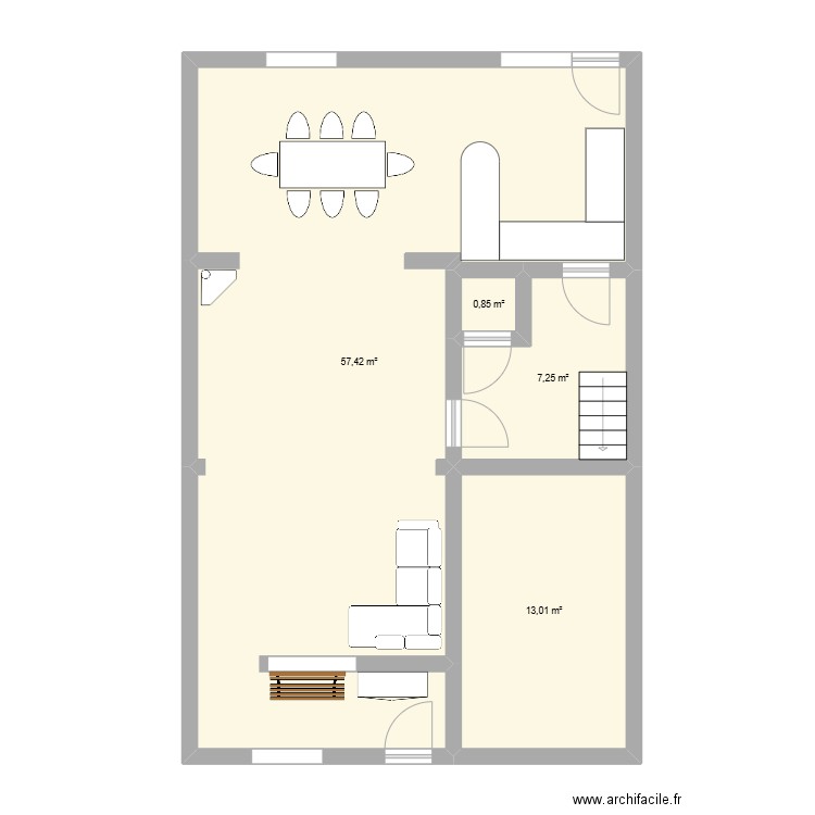 Maison. Plan de 4 pièces et 79 m2