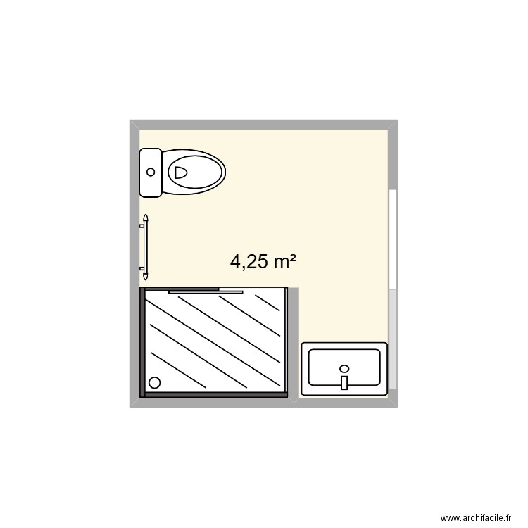 SDB Logt 5. Plan de 1 pièce et 4 m2