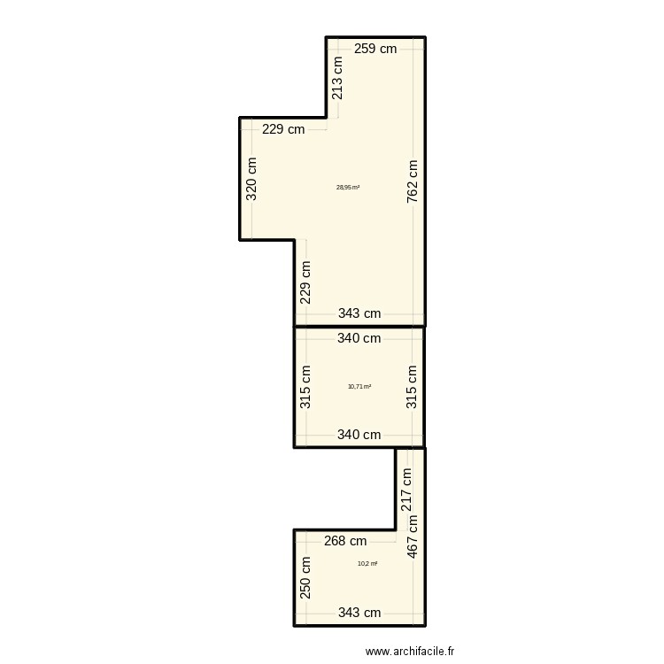 Boutique . Plan de 3 pièces et 50 m2