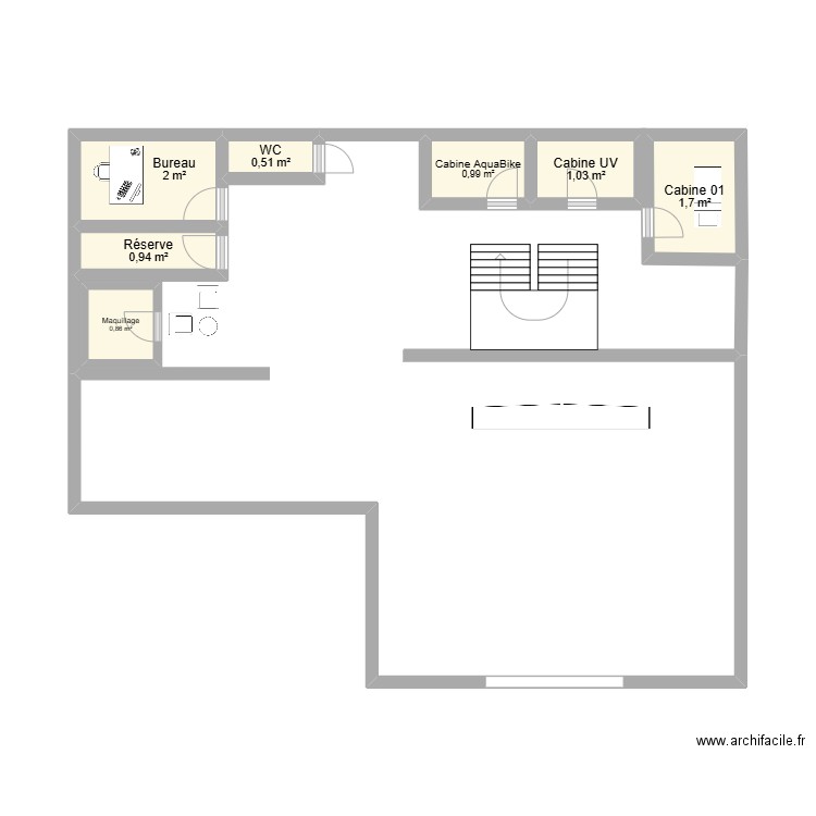 spa. Plan de 7 pièces et 8 m2